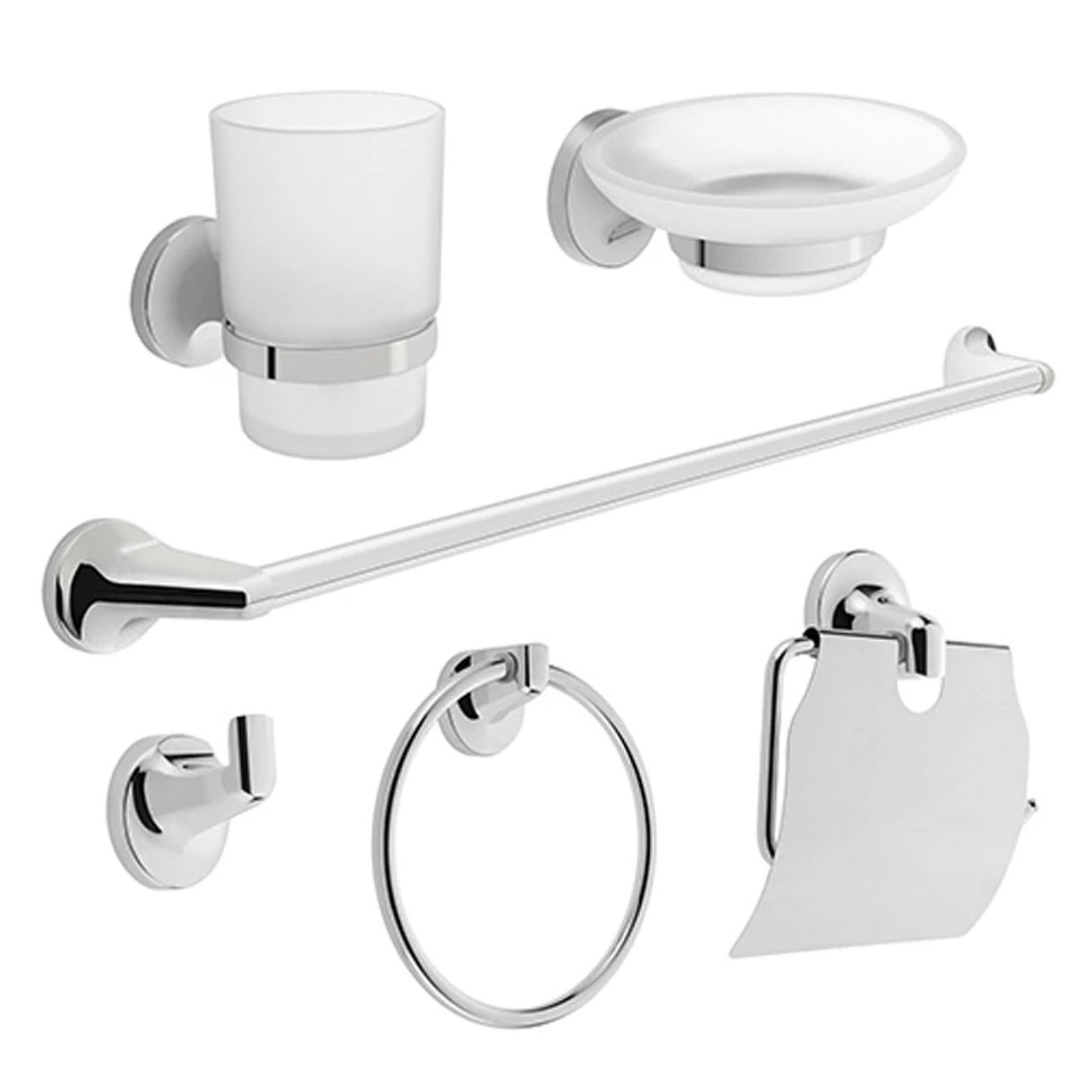

Bathroom Hardware Accessories Six-Piece Set (Towel Ring, Tissue Holder, Hook, Towel Bar, Toothbrush Cup, Soap Dish)