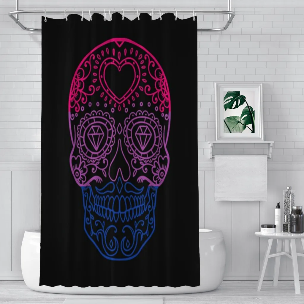 

Halloween Decorations Bisexual Halloween Skull Lgbt Bi Pride Shower Curtain for Bathroom Aesthetic Room Decoration