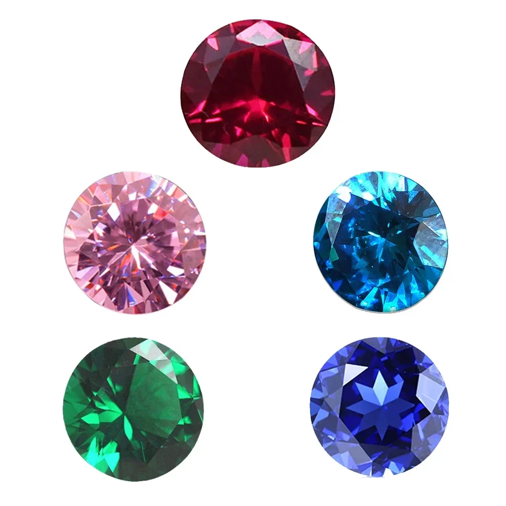 Natural Emerald Corundum Gem Loose Round Ruby Gemstone Handmade Diy Making Pendant Jewelry Wedding Decor Valentine's Day 5pcs