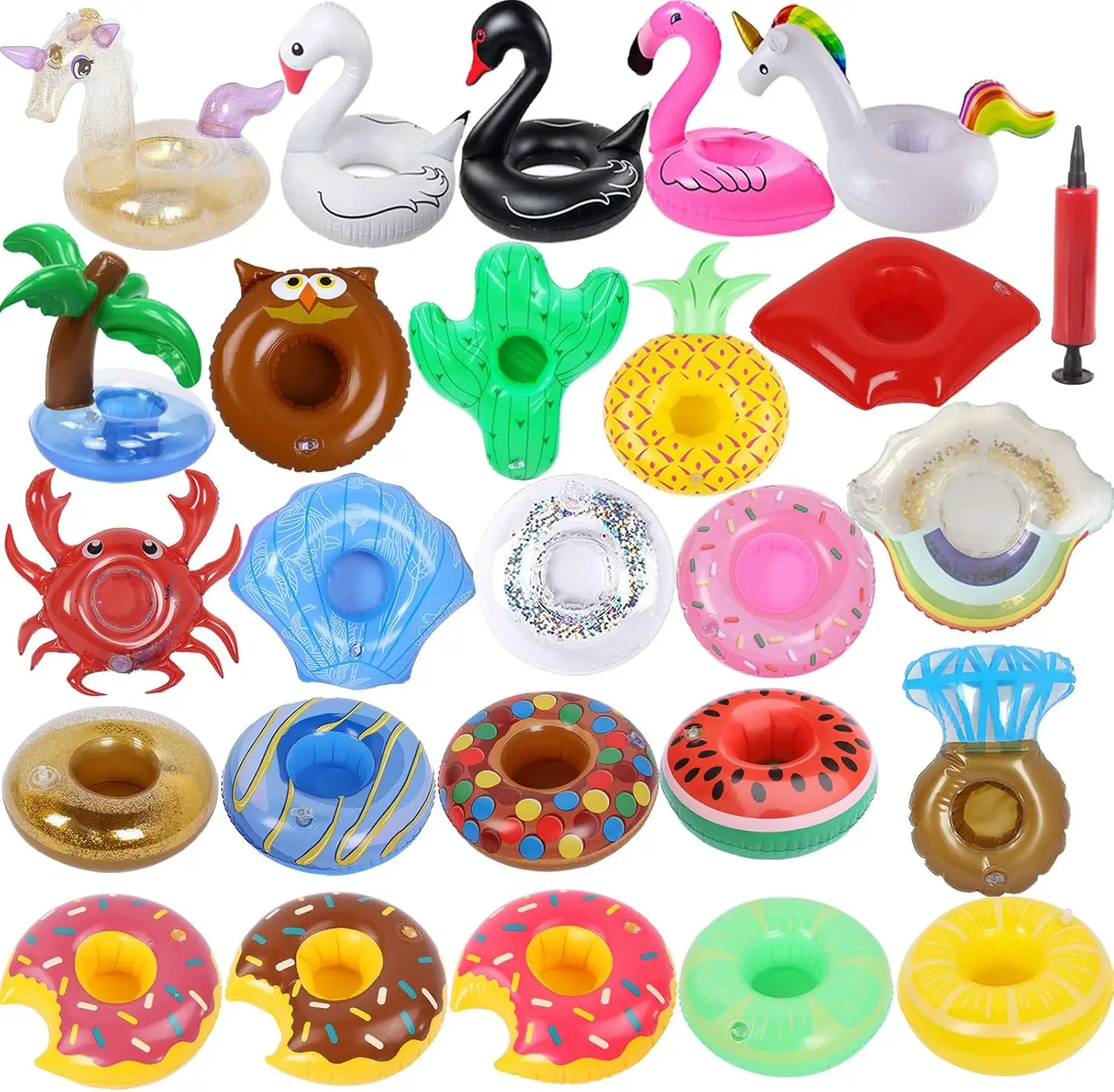 

Inflatable Drink Holder 25 Pack Pool Drink Floats with Hand Pump, Cup Holders for Swimming Pool Party