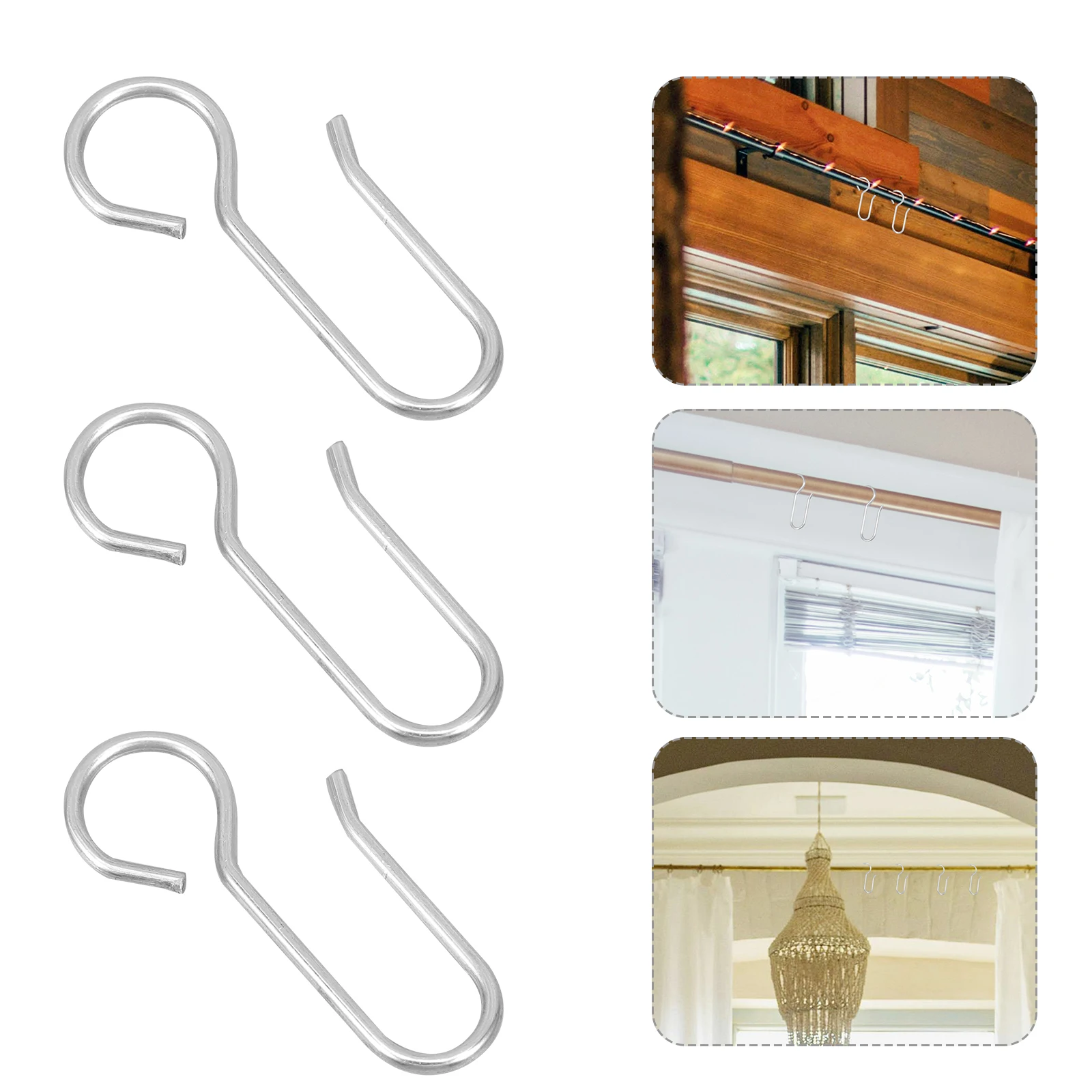 

60Pcs Curtain Track Hooks Zinc Plated Steel Replacement Drapery Wire Hooks for Household Window Curtains