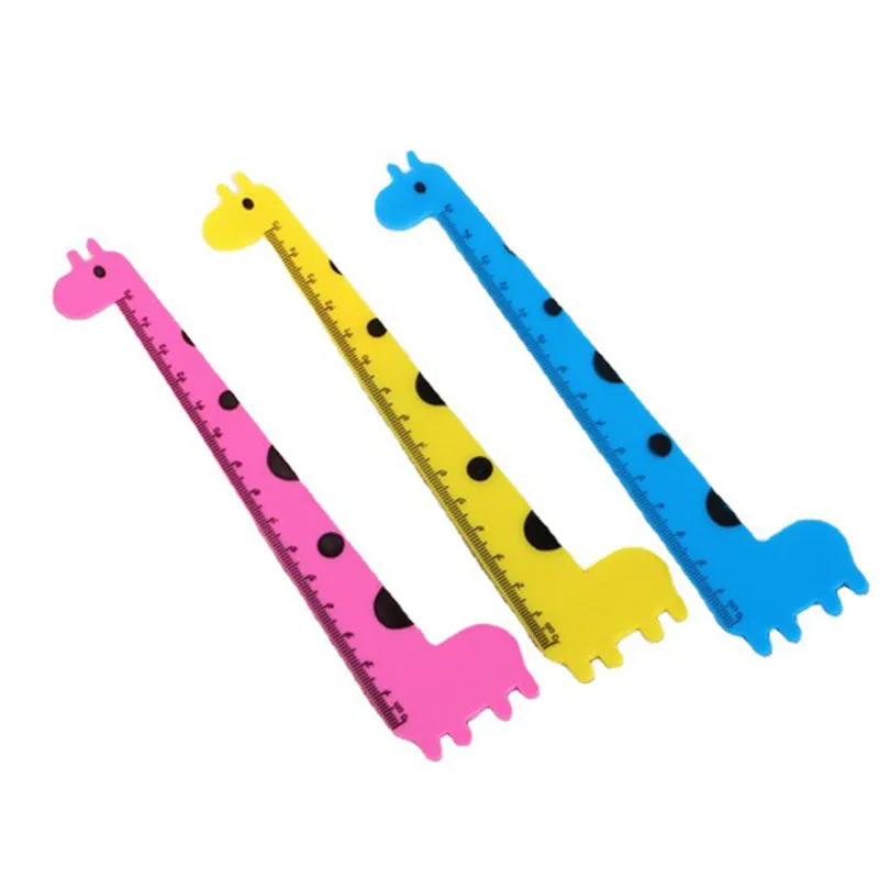 1/3Pcs Creative Stationery Cartoon Animal Giraffe Ruler Cute Student Children's Environmental Friendly Plastic Ruler