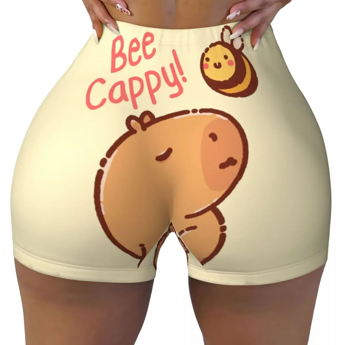 

Женские шорты для йоги для тренировок с пчелой и капибарой на заказ, спортивные байкерские шорты для волейбола в тренажерном зале