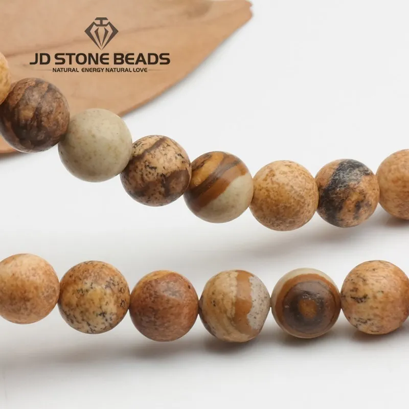 Beautiful Natural Picture Jasper Stone Round Loose Spacer Beads 15\