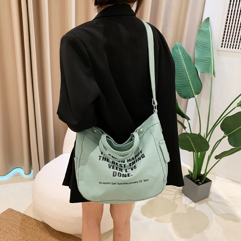 

Canvas Tote Bags For Women 2022 Student Letter Handbag High Capacity Shoulder Bags Shoppers Eco Bag Korean Messenger Bag Y2K Sac