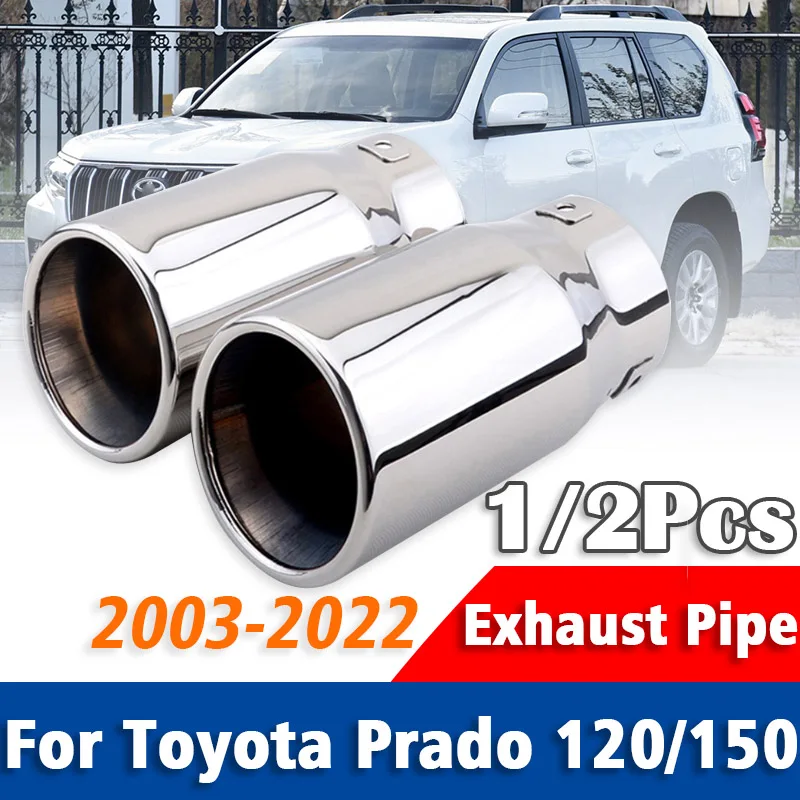 

1Pcs Stainless Steel Exhaust Pipe Muffler Tailpipe Muffler Tip Car Rear Tail Throat For Toyota Prado 120/150 2003-2020 2021 2022