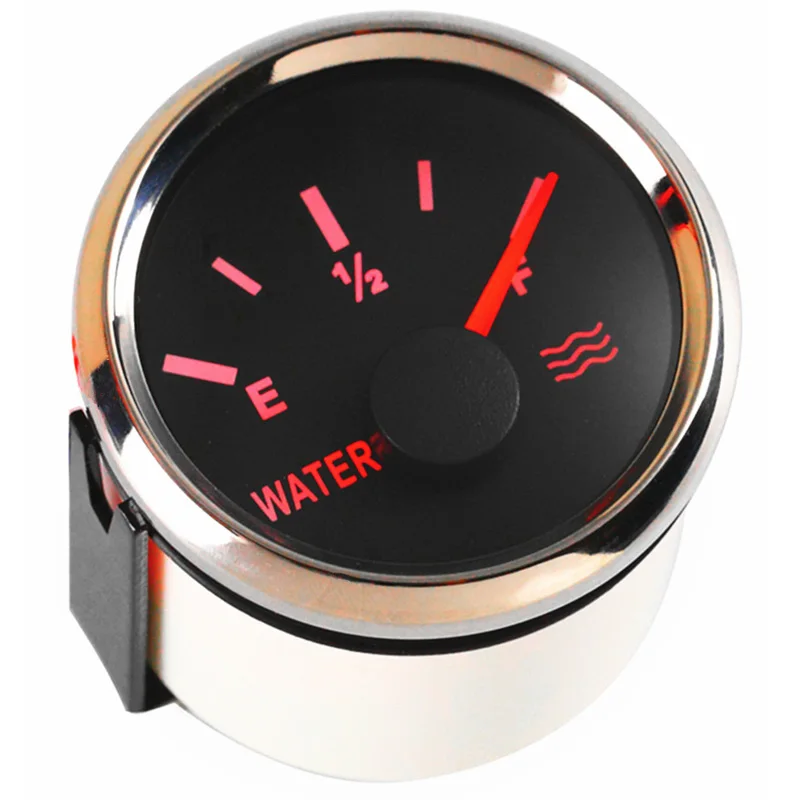 Jauges de niveau d'eau blanches étanches, compteurs de niveau d'eau, rétroéclairage rouge pour bateau automatique, 52mm, 0-190ohm, 24-33 ohm, livraison gratuite