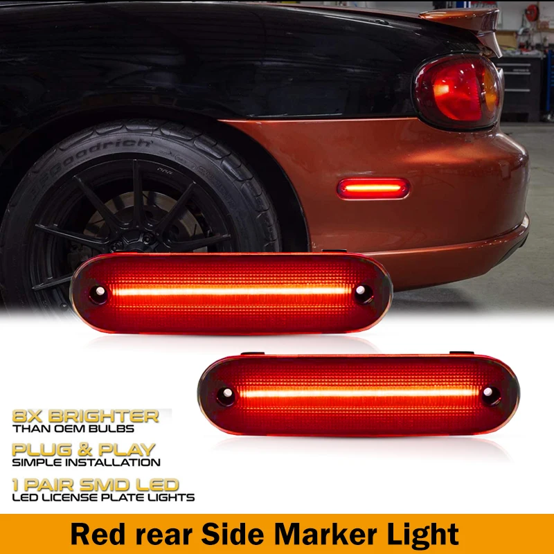 White Amber Red LED Bumper Side Marker Turn Signal Lights Driving Lights For 1990-1997 Mazda Miata & For 1999-2005 Mazda MX-5