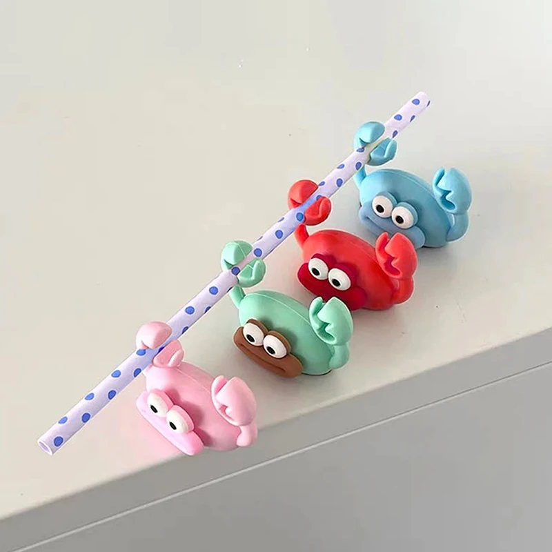 Cartoon Crab Cable Holder Desktop Winder Wire Organizer Holder Self-Adhesive Wire Stand Creative Data Cable Management Clip