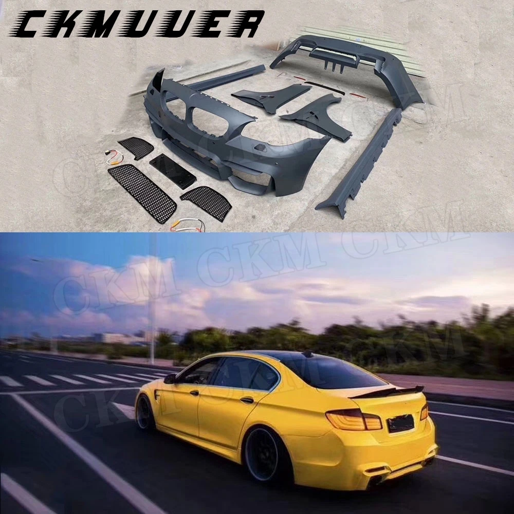 

CKMUUER For BMW F10 F18 2011-2015 5 Series Car Front Bumper Grill Side Fenders Rear Bumper Side Skirts Aprons Body Kit