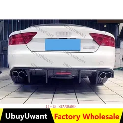 For Audi A7 Carbon Fiber/MATT BLACK/GLOSSY BLACK Rear Bumper Diffuser Lip Spoiler High Quality Car Accessories 2011 2012-2018