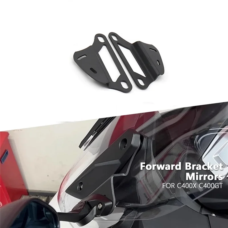 

Premium 2 PCS Forward Moving Bracket Side Mirrors Holder Anti Shake Rearview Mirror Black Metal For BMW C400GT C400 GT C400X C 4