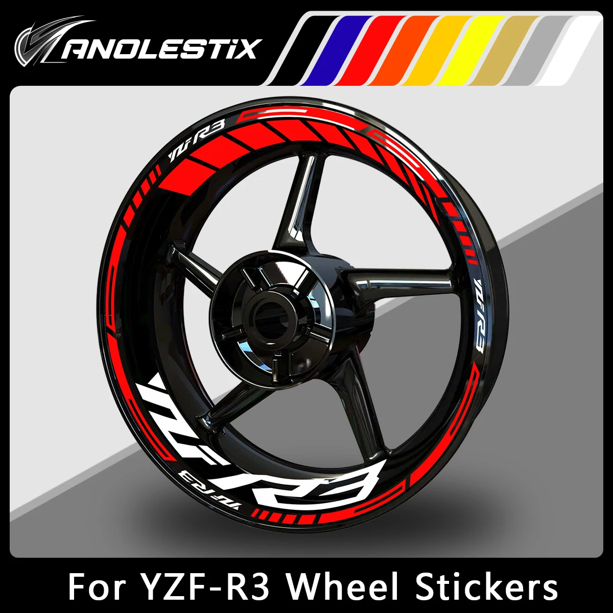 

AnoleStix Reflective Motorcycle Wheel Sticker Hub Decal Rim Stripe Tape For YAMAHA YZF-R3 YZF R3 2024 2023 2022 2021 2020 2019