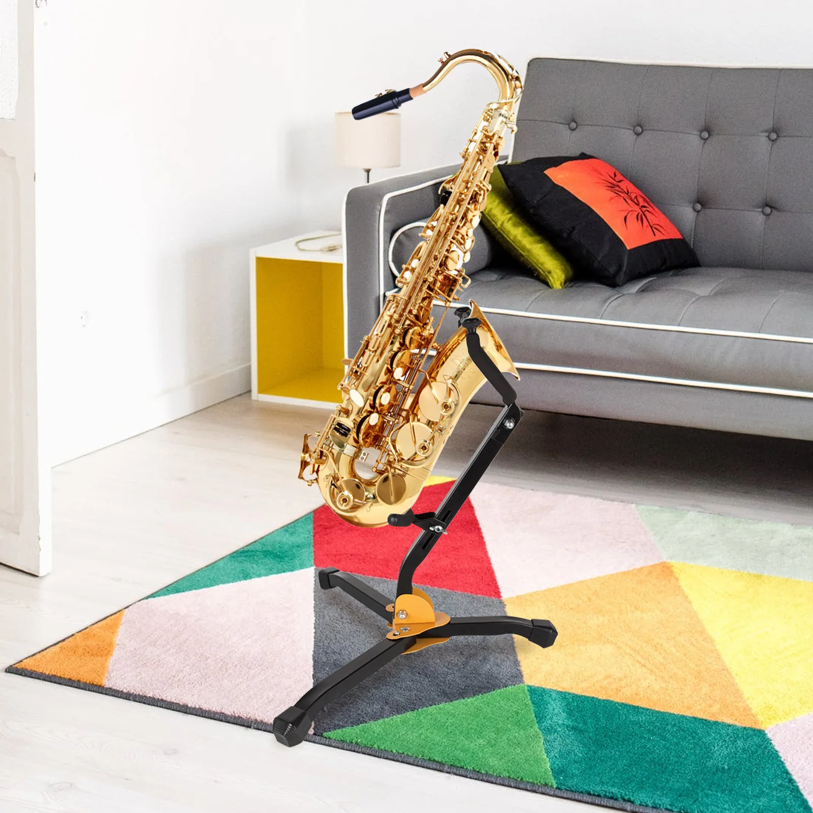 

Saxophone Stand Rack Foldable Portable Non Slip Alto Holder Desktop Tenor Accessory Music Class Professional Sturdy Iron