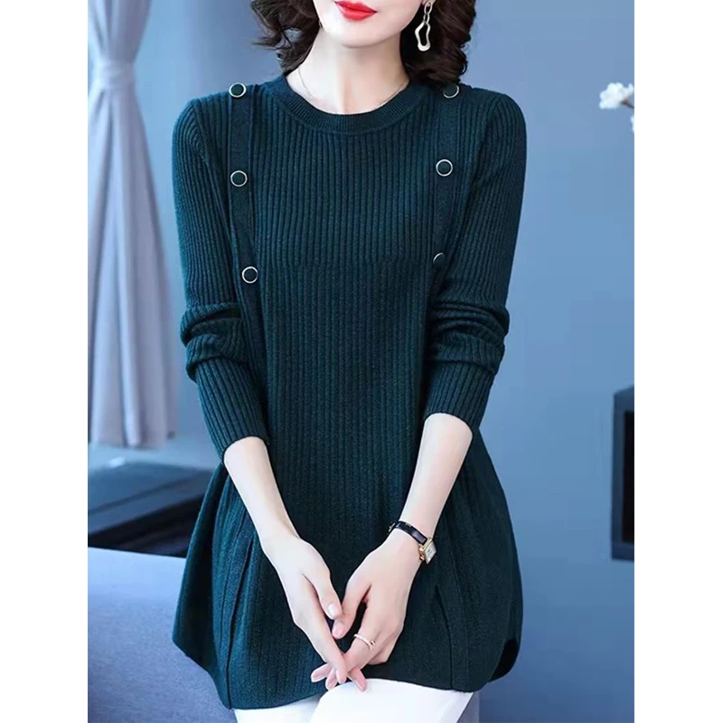 Autumn Winter Women Korean Fashion Elegant Plush Thick Warm Knitted Sweater Casual Long Sleeve Loose Tunic Pullover Tops Jumpers