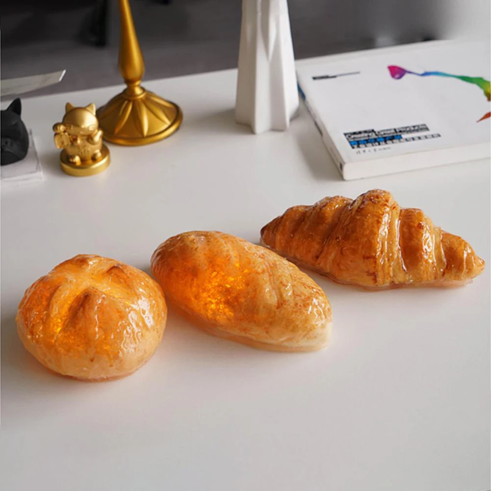 Indoor Night Lights Ornament Bread Shaped Button Control Simulation Croissant Cross Bread Cake Lamp Cake Store Lighting Ornament