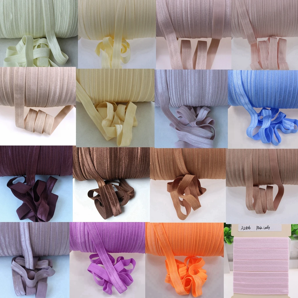 16mm Plain FOE Fold Over Elastic Ribbon 100 Yards/Roll for Hair Bows Bracelet Craft Custom Colors Print Welcome