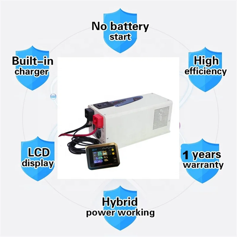 3kw DC To AC Hybrid UPS Inverter 24v 120v 3000va True Sine Wave Power Inverter With Charger 45 Amp For RV Solar System