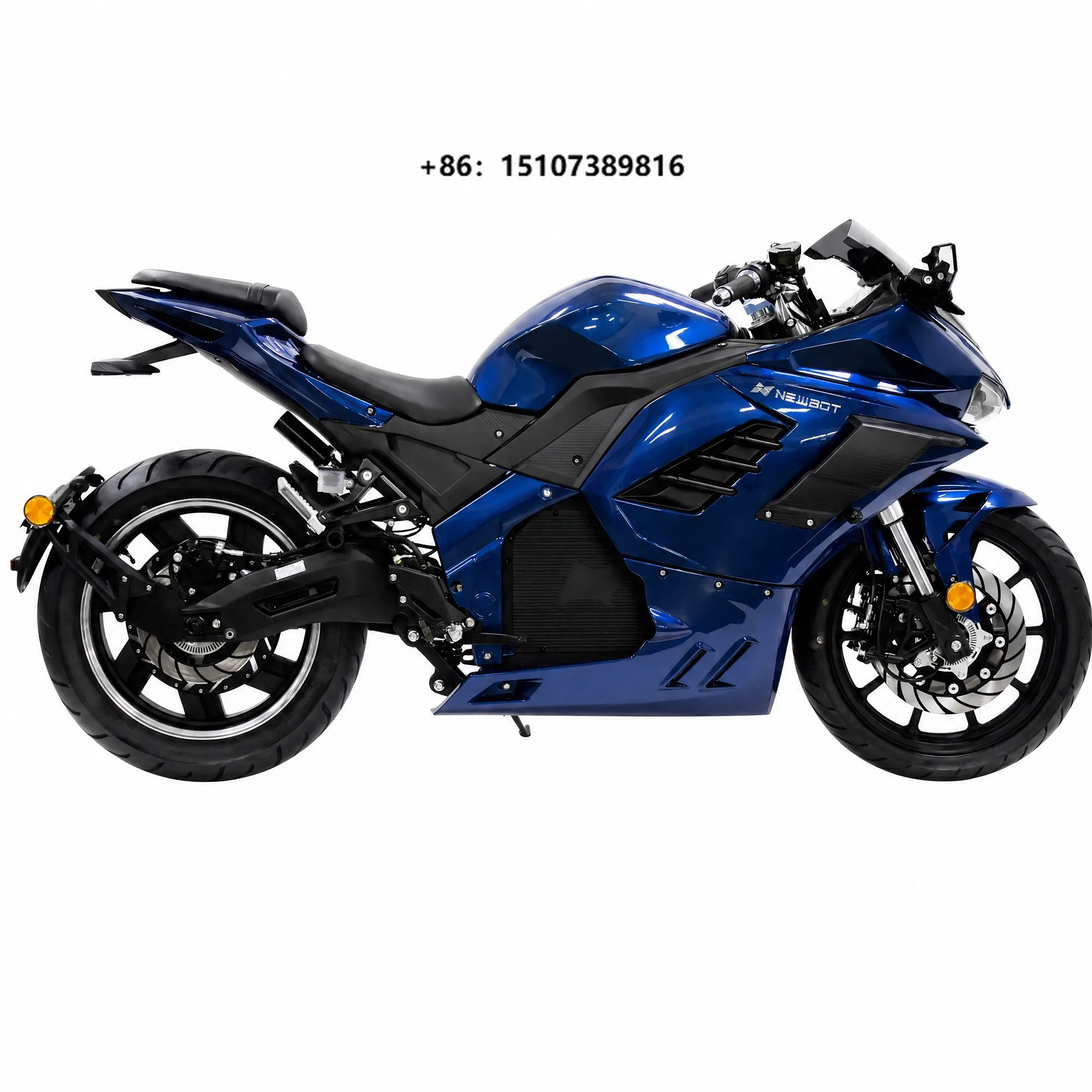 Powerful 3000W Blue Electric Sportbike Racing Motorcycle for Adults Hurricane 1 Model 72V 52Ah High Performance Street Bike
