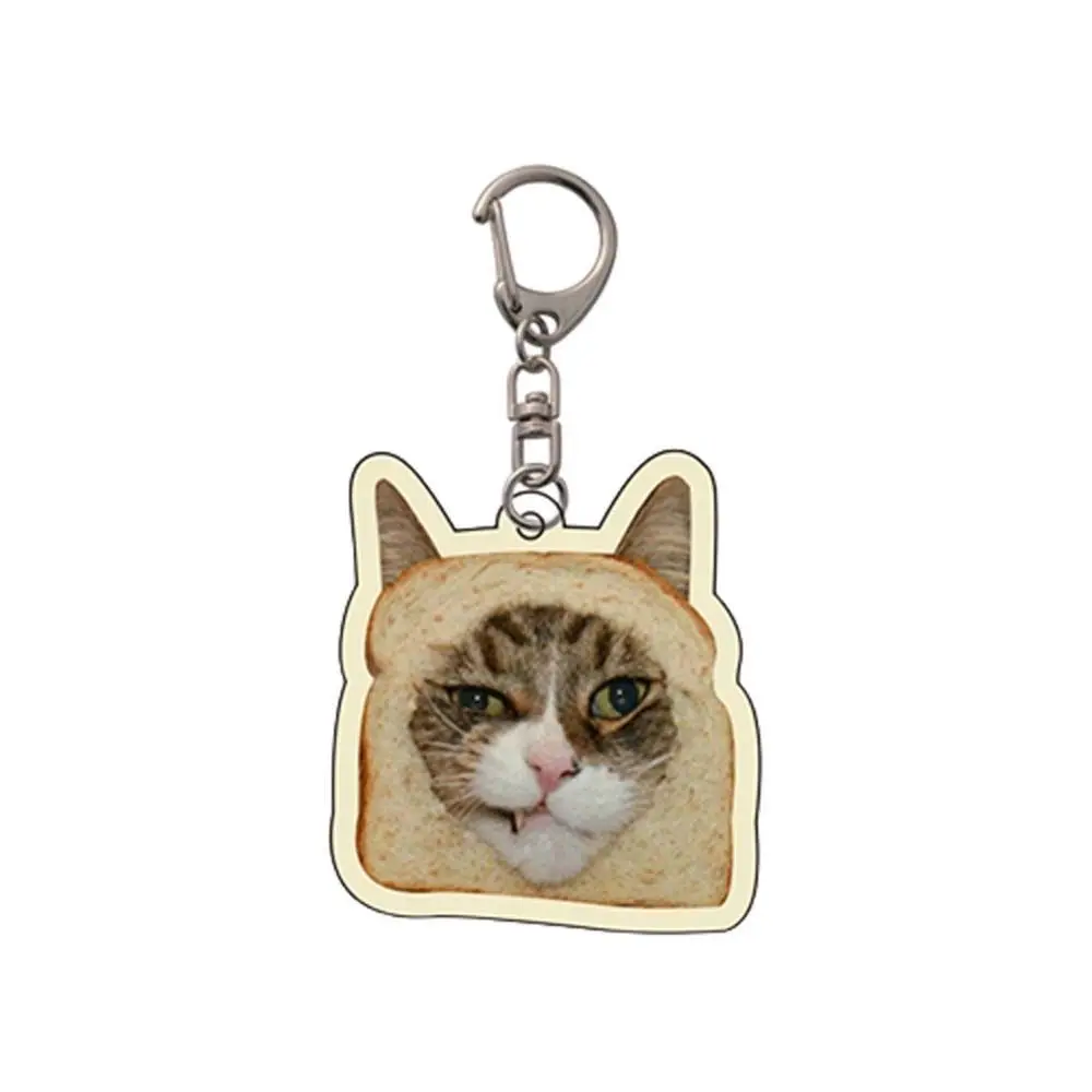 2023 New Fun Toast Cat Key Holder Backpack Decor Photo Album Pendant Keychain Pendant Acrylic Retro Funny Cute Ins