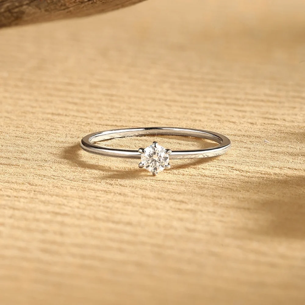 CHARMING Luxury Yellow Gold Plated Moissanite Rings Minimalist Style 925 Sterling Silver For Women Engagement Bride Fine Jewelry