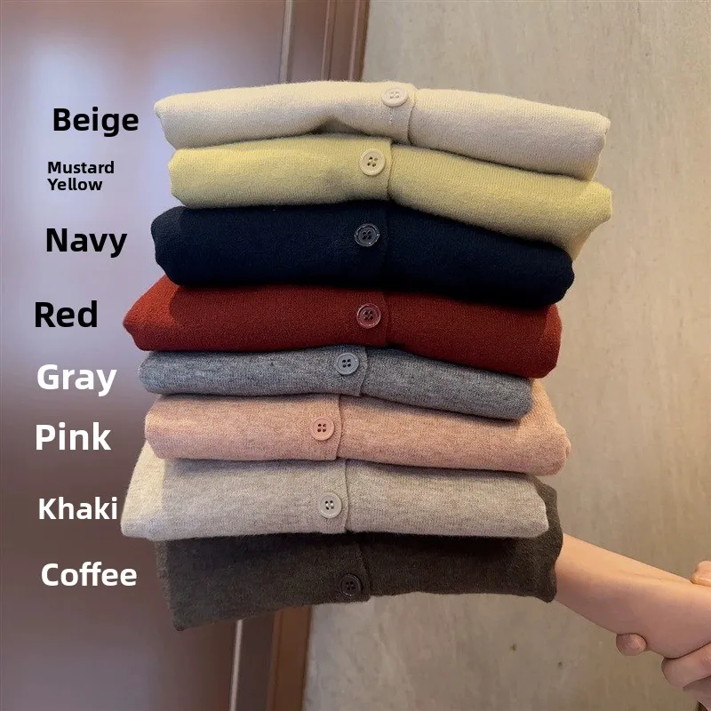 

Soft Skin-Friendly Thin Wool Knitted Open Cardigan Women's Korean Version V-Ne Loose ort Outerwear Sweater Jaet Top