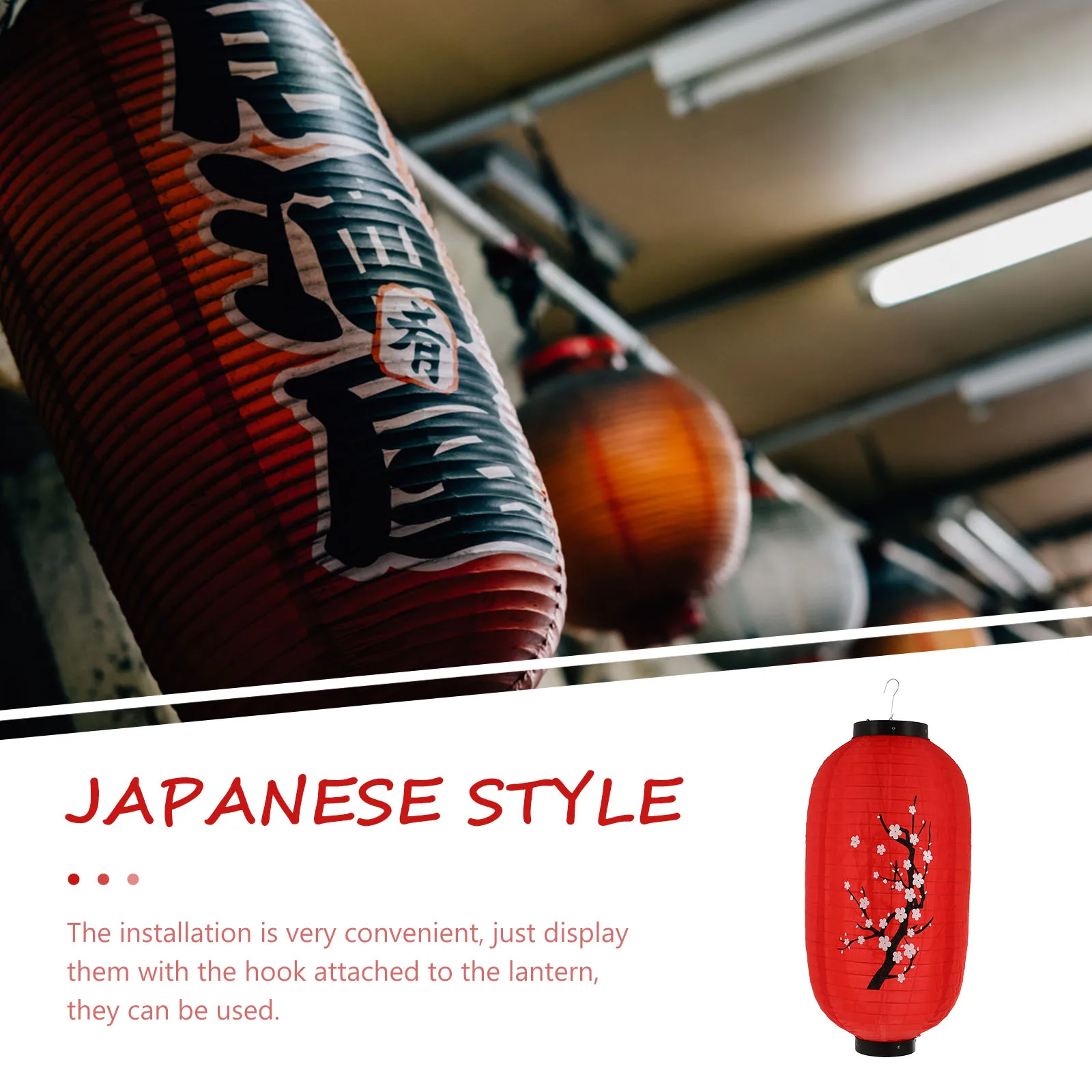 

Plum Blossom Lantern 25x48cm Red Silk Waterproof Decor for Japanese Restaurants Hotel Outdoor Festivals Traditional nament Solar