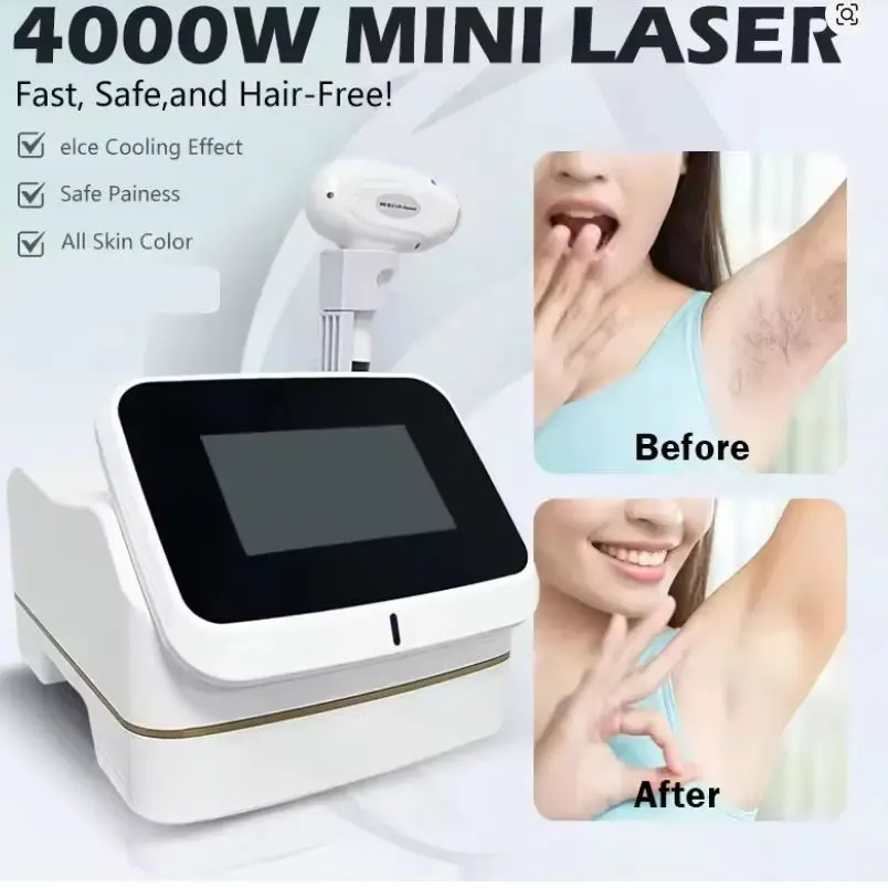 Mini Painless 808Nm Diode Lase Hair Removal Equipment With Ice Titanium Cooling Desktop Portable