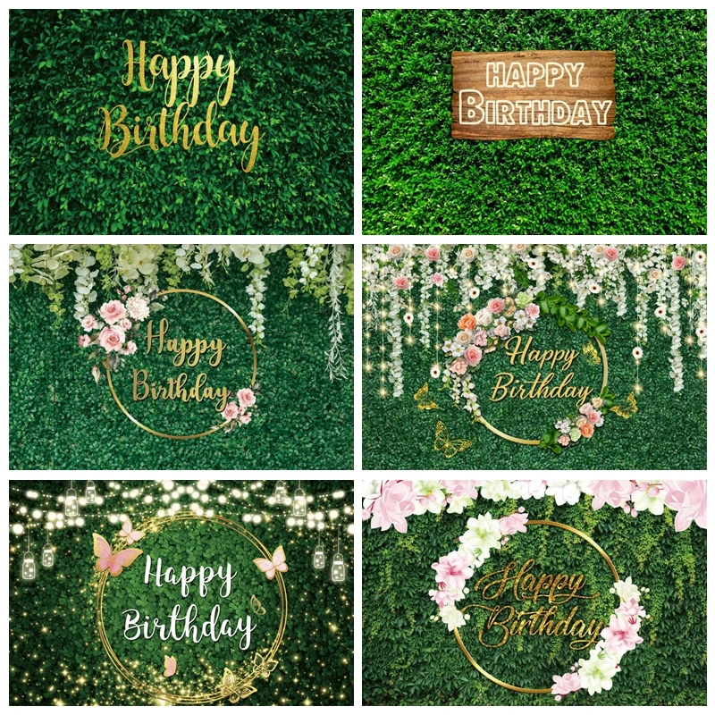 

Green Leaves Birthday Photography Background Baby Shower Wedding Party Decor Backdrop Portrait Photographic Photo Studio Props