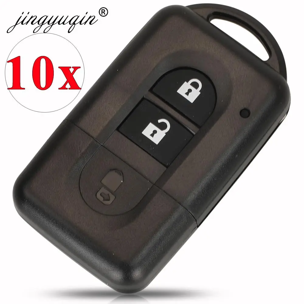 jingyuqin 10pcs/lot Remote key Shell for Nissan Micra Xtrail Qashqai Juke Duke 2 Button Smart Fob Case Replacement