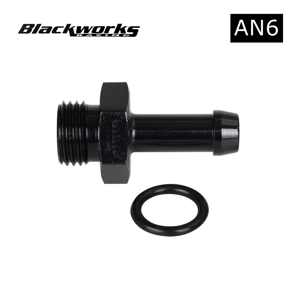 AN6 Male to 5/16 Hose Barb Fitting 6AN O-ring Seal Boss Fuel Line Adapter with ORB Washer Black Anodized 5/16'' Aluminum 