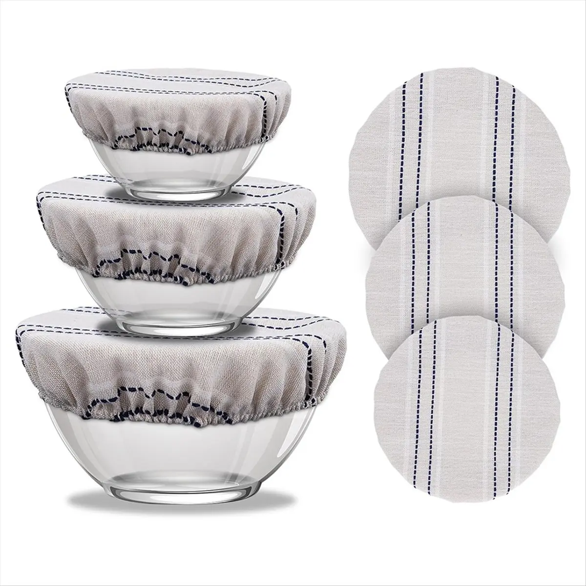 أغطية أوعية قابلة لإعادة الاستخدام لتدقيق الخبز، غطاء مقاوم للخبز مقاس 9/10/13 بوصة، 3 قطع من غطاء الطعام المصنوع من القطن والكتان