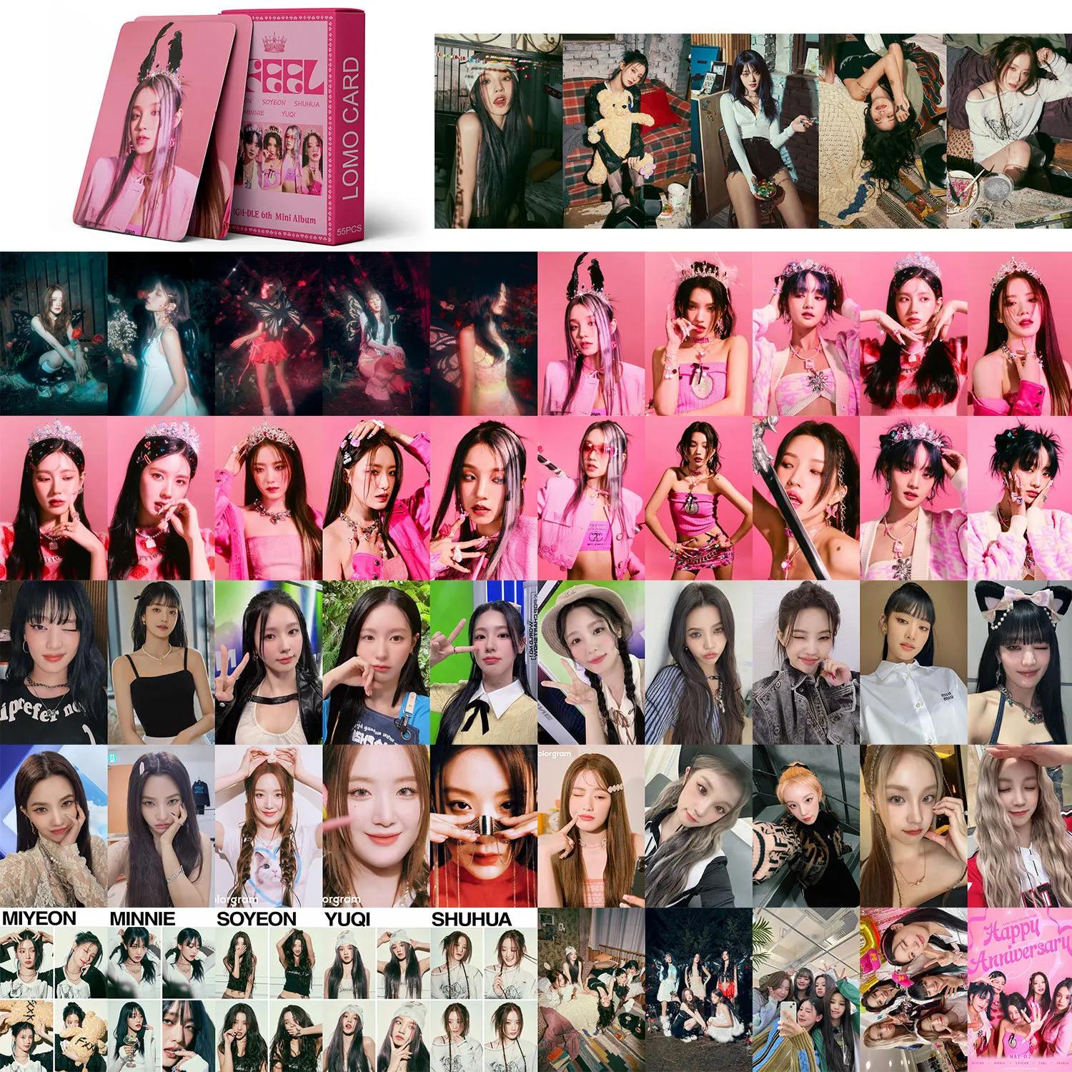 Imagem -02 - Kpop Gidle Lomo Cartões eu Sinto Álbum Cartões World Tour Photocard Novidades Album Photo Print Cards Grupo Coleção de Fãs 55 Pcs