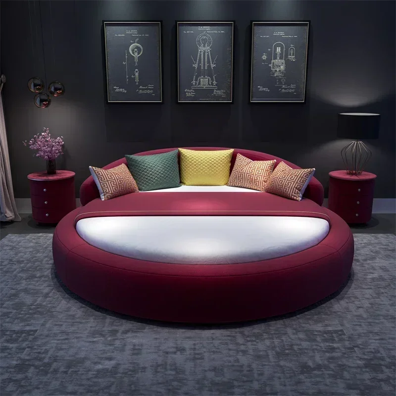 cloth art large round bed for two couples Modern simple theme hotel Princess sleeper couple wedding bed round bed