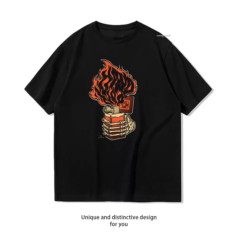 Fiery Knowledge T-Shirt Casual cotton graphic t shirts Creative streetwear Classic O-neck shirt