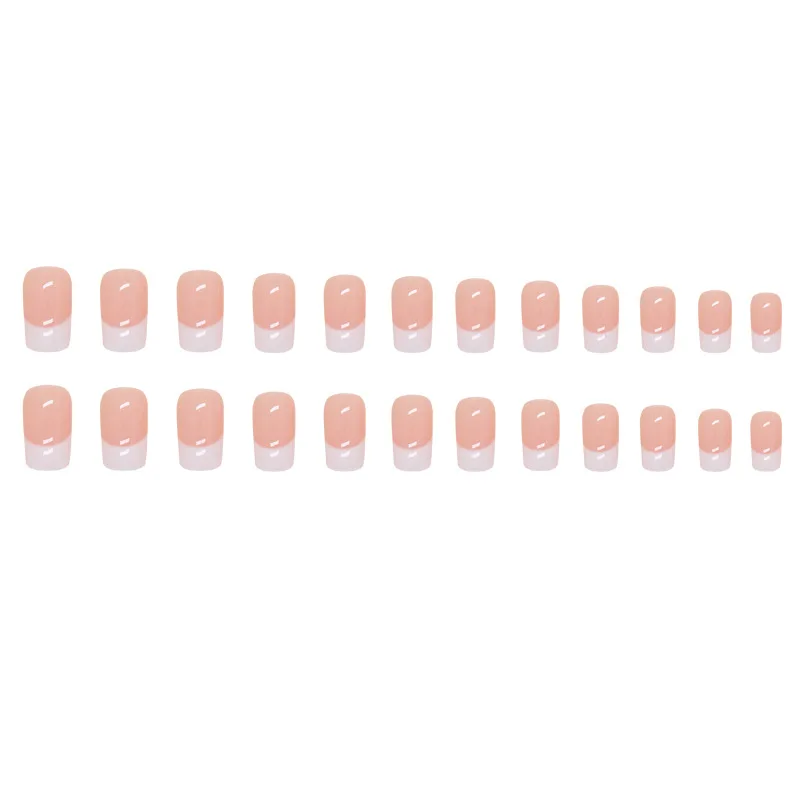 

24pcs Classic French Timeless Ins Style Press-On Nails – Medium-Long Square Shape With White Tips False Nail for Women Girl
