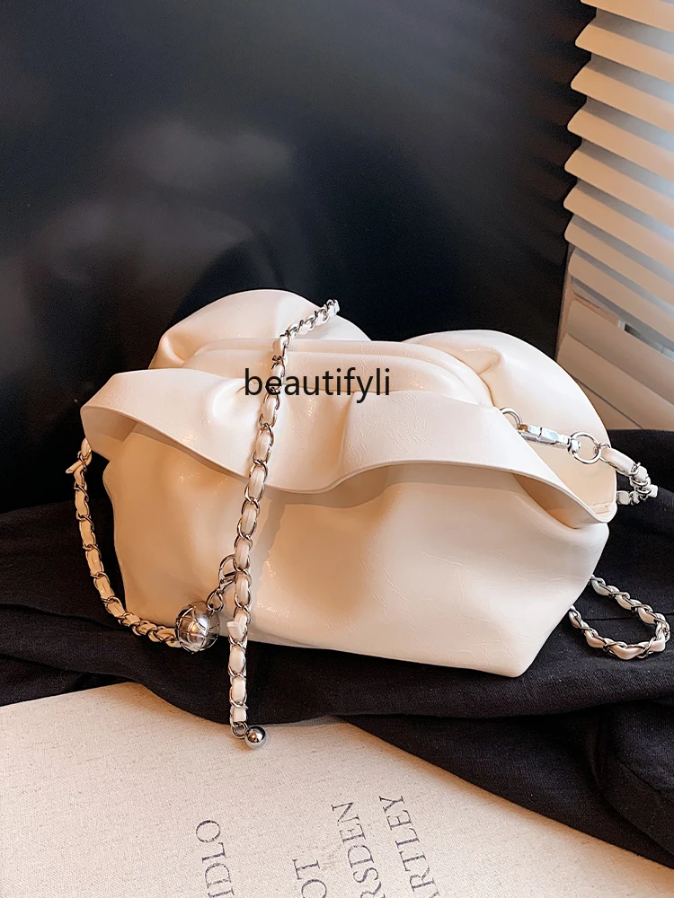 

Korean Ins Trendy Fashion Bag Summer New Simple High-Grade Pleated Cloud Messenger Bag