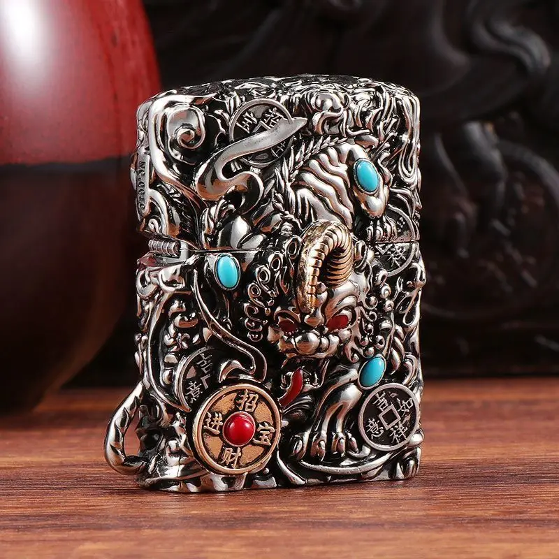 new ZORRO Armor fuel lighter, Pixiu divine beast 3D relief windproof lighter, cigarette accessories, men's gift