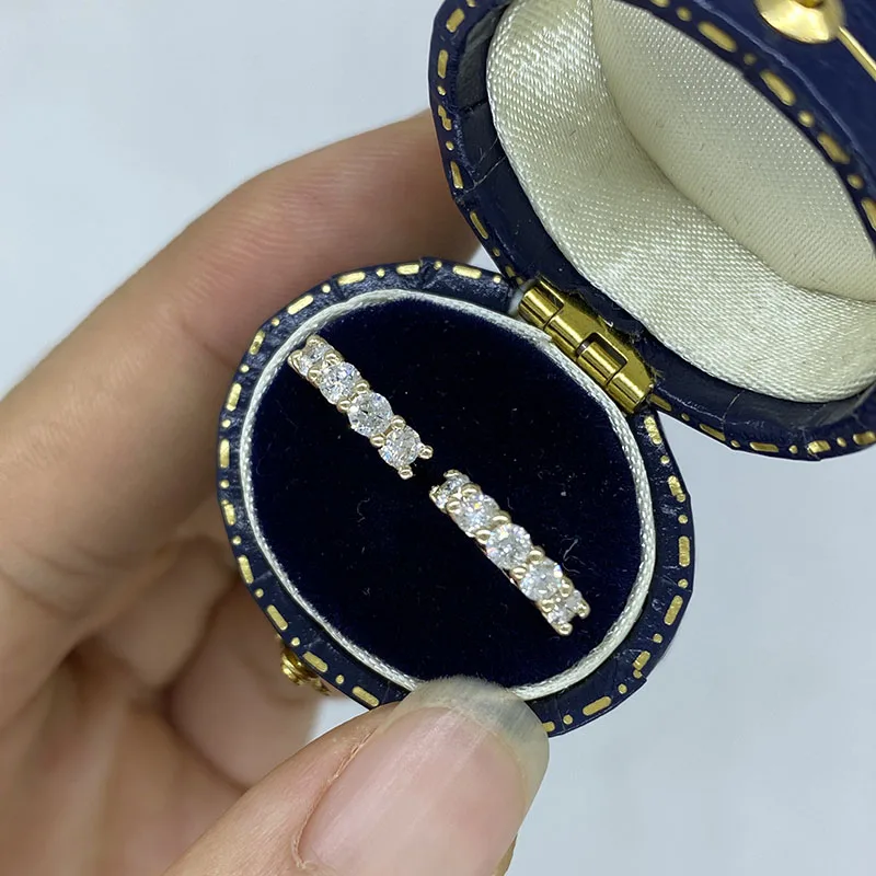 2.5mm Each Round Shape Solid 14k 10K Gold/925 Silver Hoop Earring HPHT Lab Grown Diamond DEF VS-VVS  Women Wedding Party Jewelry