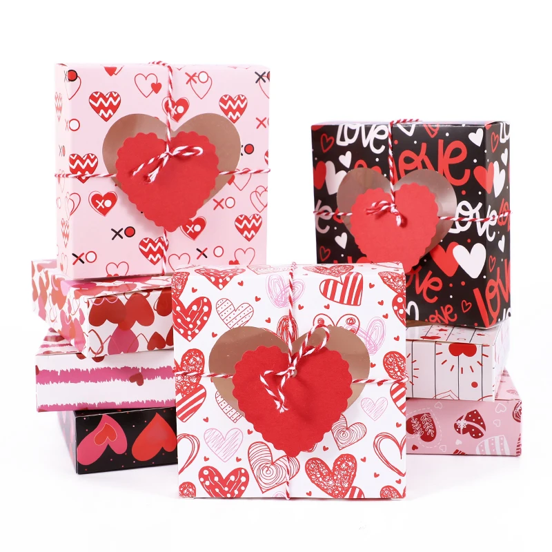 8 Stücke Valentinstag Süßigkeiten Schokolade Boxen Liebe Herz Fenster Cookie Geschenke Verpackung Box Tasche Für Hochzeit Dekoration