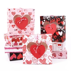8Pcs Valentines Day Candy Chocolate Boxes Love Heart Window Cookie Gifts Packaging Box Bag For Wedding Home Decoration
