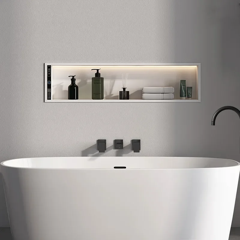 #Modern Waterproof Toilet Furniture Wall Mounted Bathroom Vanity Intelligent Smart Steel Build In Storage Cabinet For Hotels