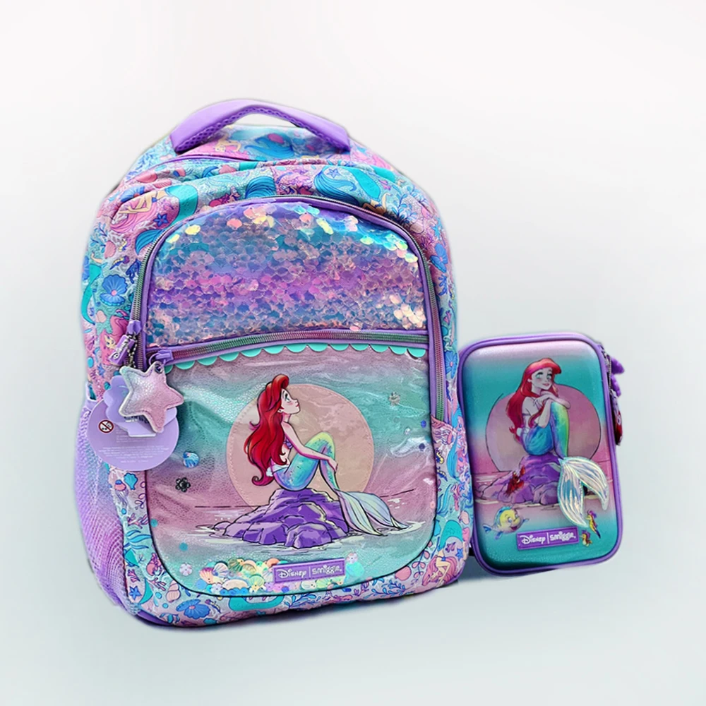 MINISO Disney kids School Bags for Girls Simggle Sequin Backpack with Lunch Bag Student Teenagers mochilas Rucksack Gifts