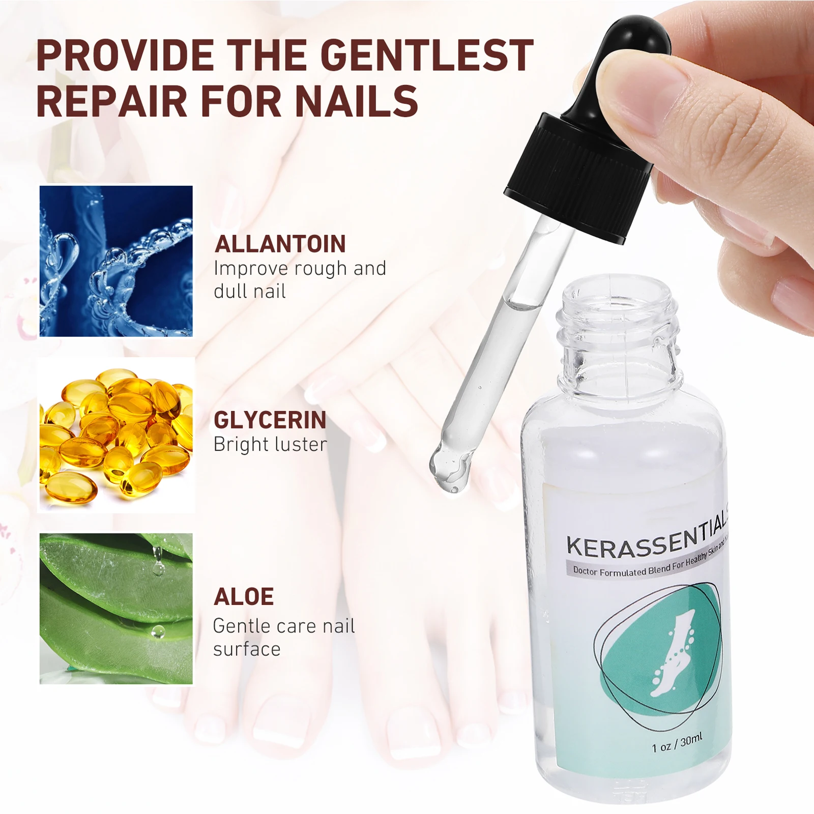 Treatment Nail Repairing Liquid Strong Formula for Cracked Discoloring Toenail and Fingernail Nourishing Solution