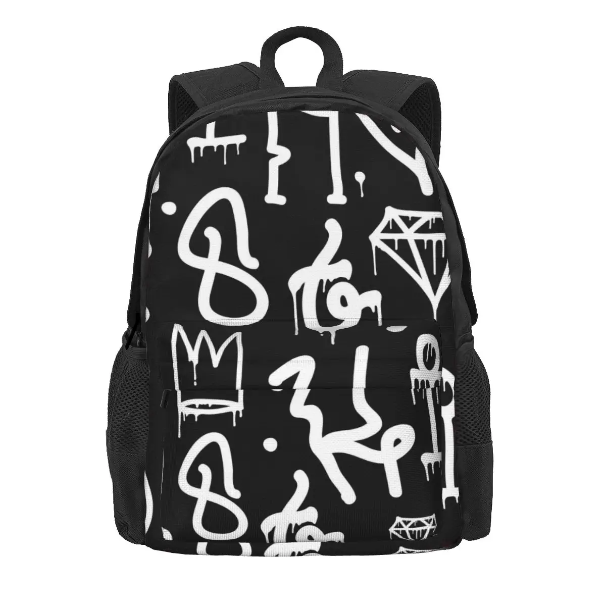 Black And White Graffiti Backpack Abstract Symbol Novelty Backpacks Women Men University Durable School Bags Design Rucksack