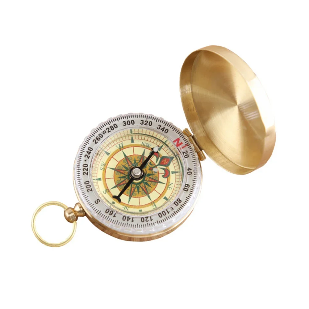 2026 Mini Copper Outdoor Compass: Waterproof, Luminous, Retro Flip Design for Precise Pointing & Navigation