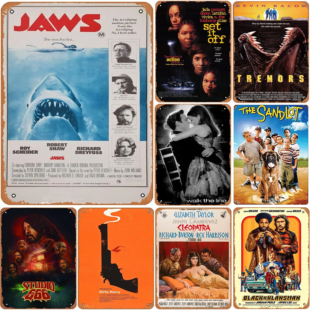 Vintage Movie Metal Tin Signs Jaws Tremors Halloween Movie Poster For Pub Club Cafe bar Home Wall Art Decoration Poster Retro