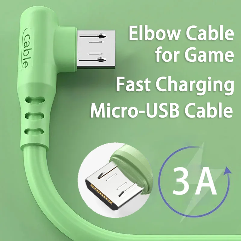 SAMIYOE 3A Fast Charging Micro USB Elbow Cable for Game for Samsung Xiaomi Huawei Honor OPPO VIVO Mobile Phone Charger USB Cable