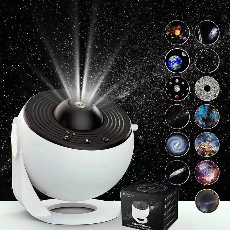 Star Galaxy Planetarium Projector for Bedroom 360° Degree Rotation Sky Night Light with 12 Galaxy Discs Large Projection Area