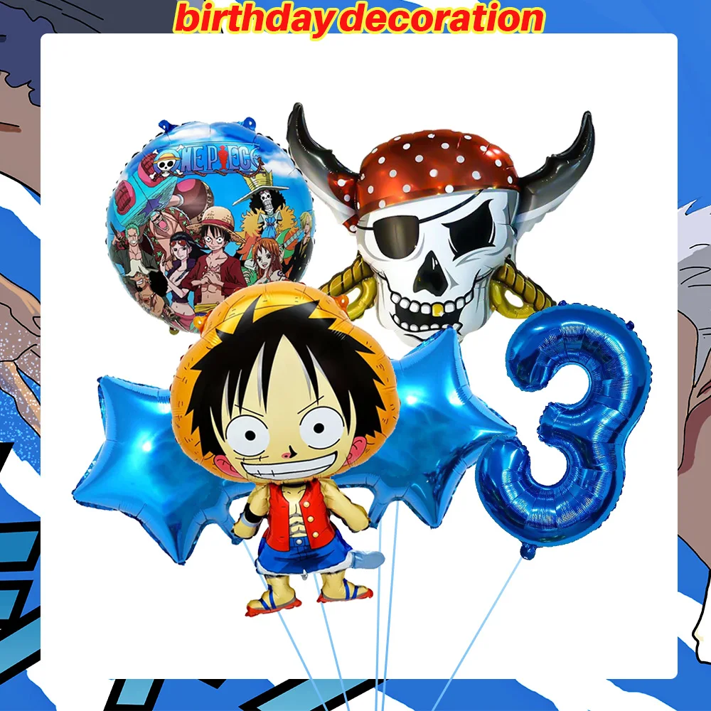 One Piece Anime Figuren Aufkleber Schlüsselanhänger Luftballons One Piece Anime Party-Set One Piece Themen-Geschenke für Gäste Babyparty